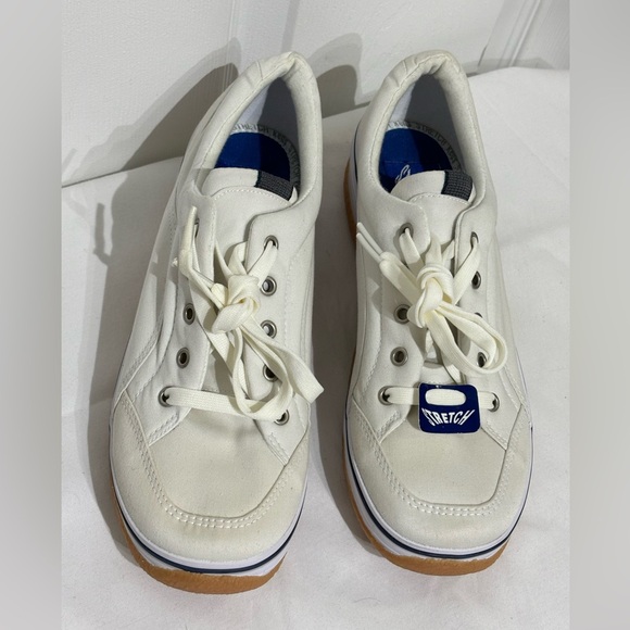 Like newKeds  Stretch White Canvas Sneakers with Blue Accents - Picture 10 of 10